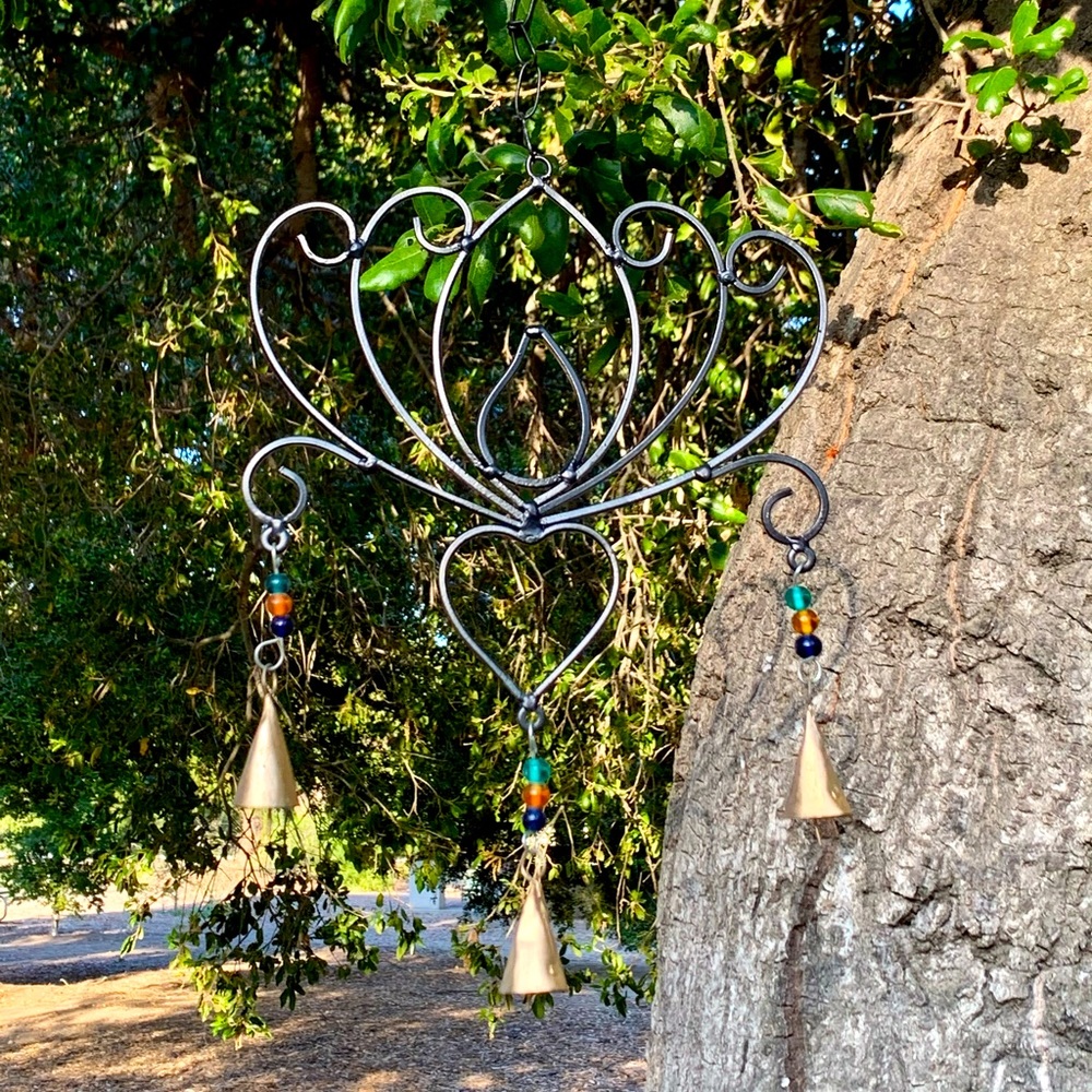 Lotus Heart Glass Beads Wind Chime Mobile